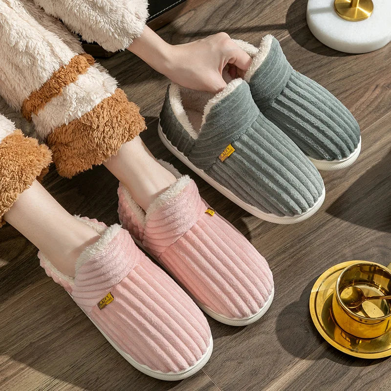 Fashion Fuzzy Women’s Winter Warm Cotton Shoes – Cozy Indoor Outdoor Anti-Slip Plush House Slippers