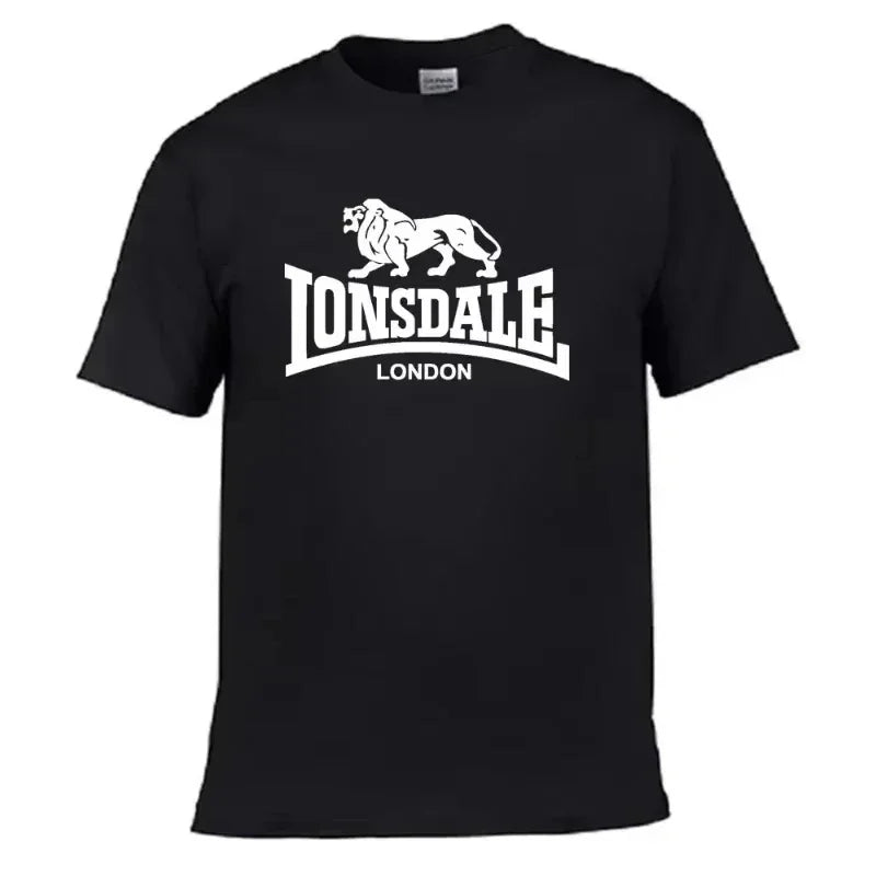 Men’s Lonsdale Lion Print T-Shirt – Summer Oversized Cotton Streetwear Short Sleeve Tee