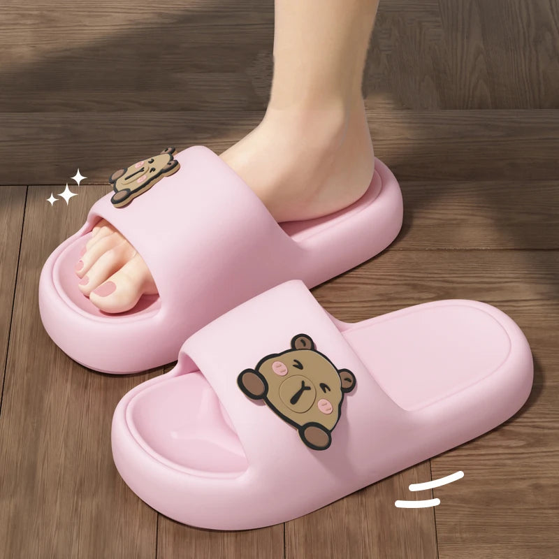 Summer Cute Kapibala Home Slippers – Soft Cozy Indoor Slides & Flip Flops for Couples, Men & Women