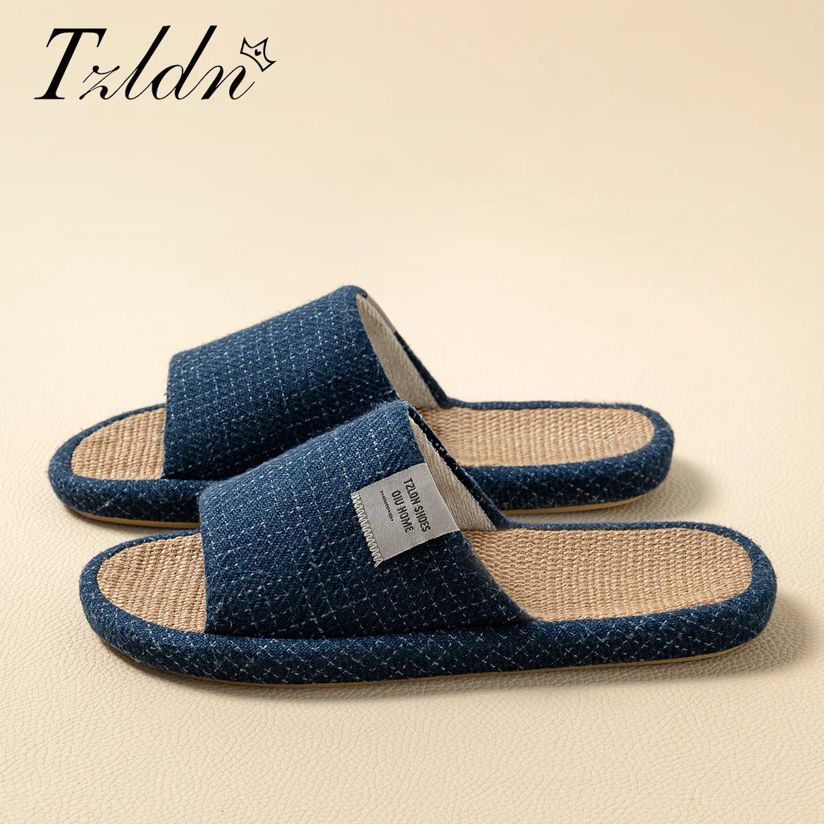 TZLDN Summer Linen Slippers – Lightweight Breathable Non-Slip Flat Sandals for Women & Men Indoor Home Slides