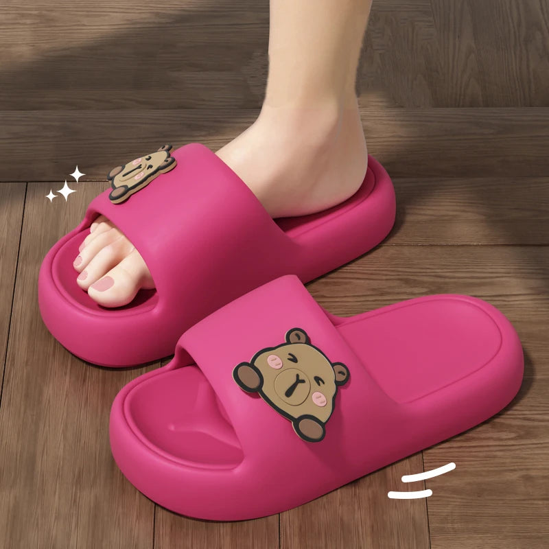 Summer Cute Kapibala Home Slippers – Soft Cozy Indoor Slides & Flip Flops for Couples, Men & Women