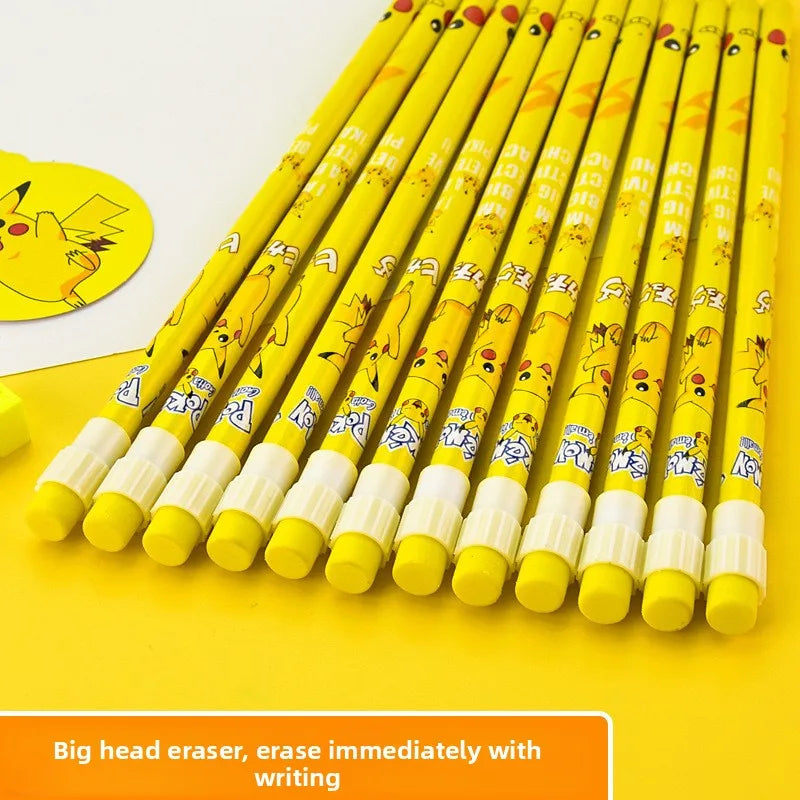 12Pcs Pokémon Pencil Set with Eraser & Sharpener – Cute Anime School Stationery Gift