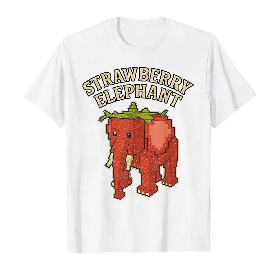 Strawberry Elephant Funny Italian Brainrot Meme T-Shirt – Popular Kids & Adults Gaming Cotton Short Sleeve Tee