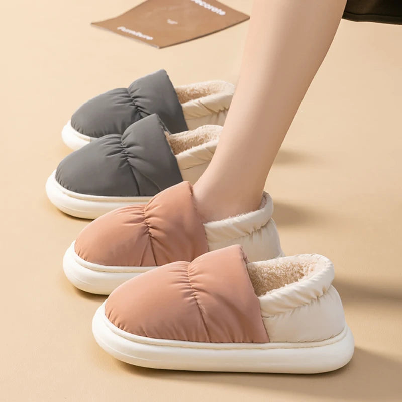 Women’s Winter Plush Slippers – Fleece Lined Closed-Toe Non-Slip Warm Indoor House Shoes