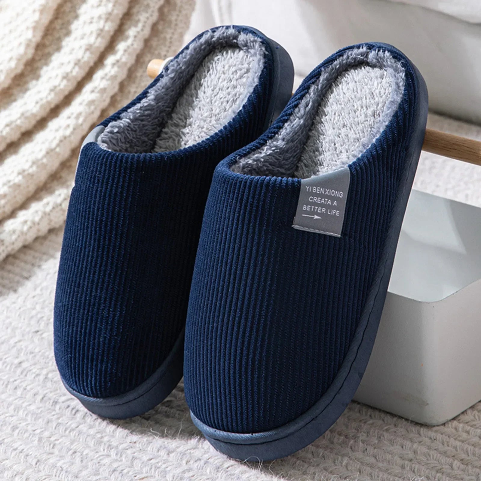 Winter Plush Home Slippers – Thick Soft Indoor Anti-Slip Warm Flats for Men & Women