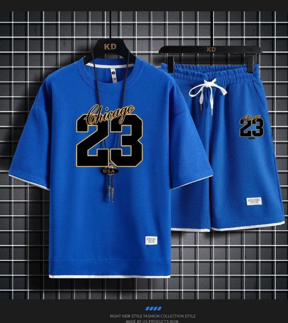 Men’s Korean Style Summer T-Shirt – Breathable Digital Print Round Neck Outdoor Top