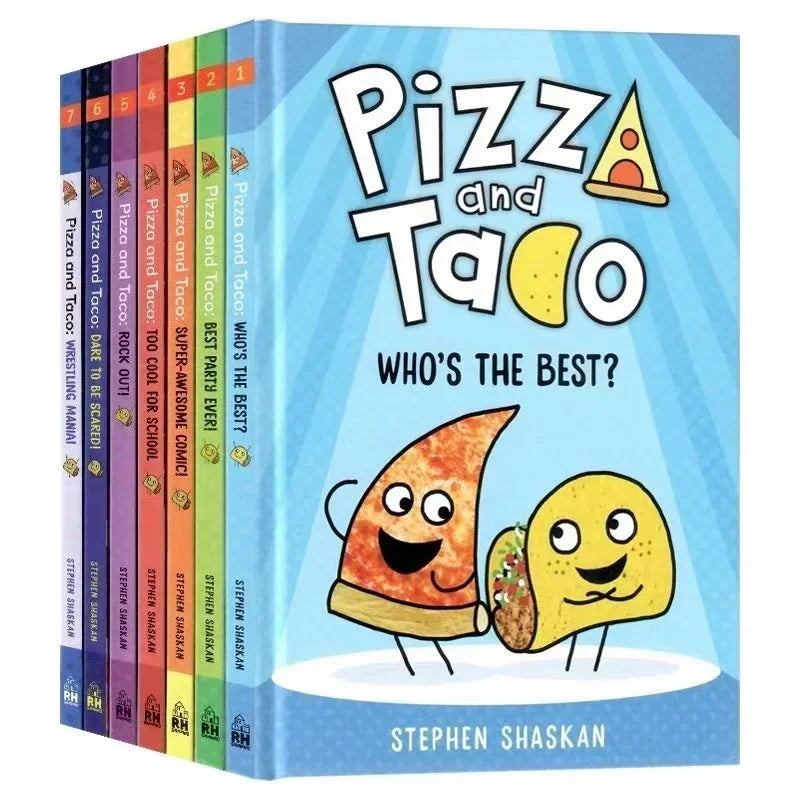 Pizza and Taco 7-Book Set – English Color Comic Chapter Books for Kids