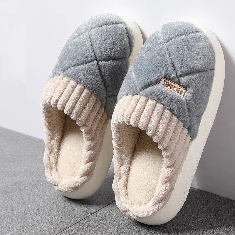 Women's Winter Plush Home Slippers – Soft Bottom Anti-Slip Warm Indoor Shoes for Women & Men, Cozy Casual Flats