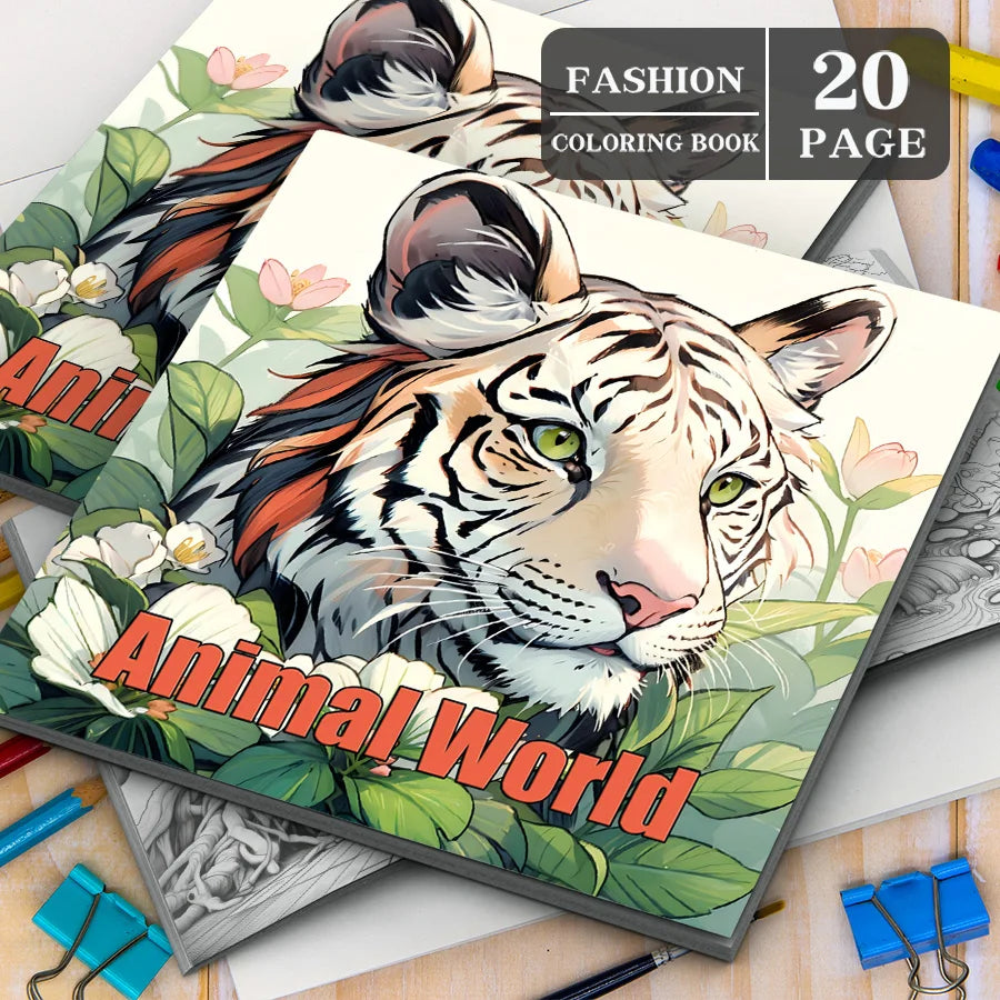 Bview Art Animal World Coloring Book – Original Design Adult Coloring Picture Book