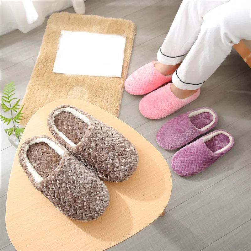 Women’s Winter Fur Slippers – Warm Non-Slip Cat Plush Indoor Shoes for Couples & Kids