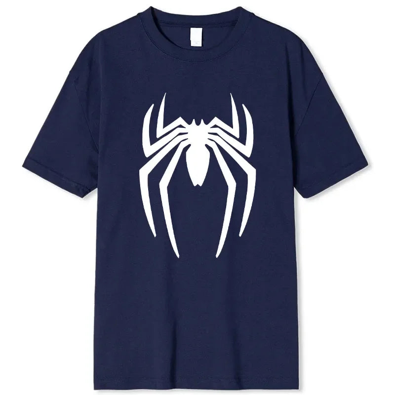 Summer Spider Hero Men’s T-Shirt – Oversized Casual Streetwear Short Sleeve Cartoon Sports Tee for Men