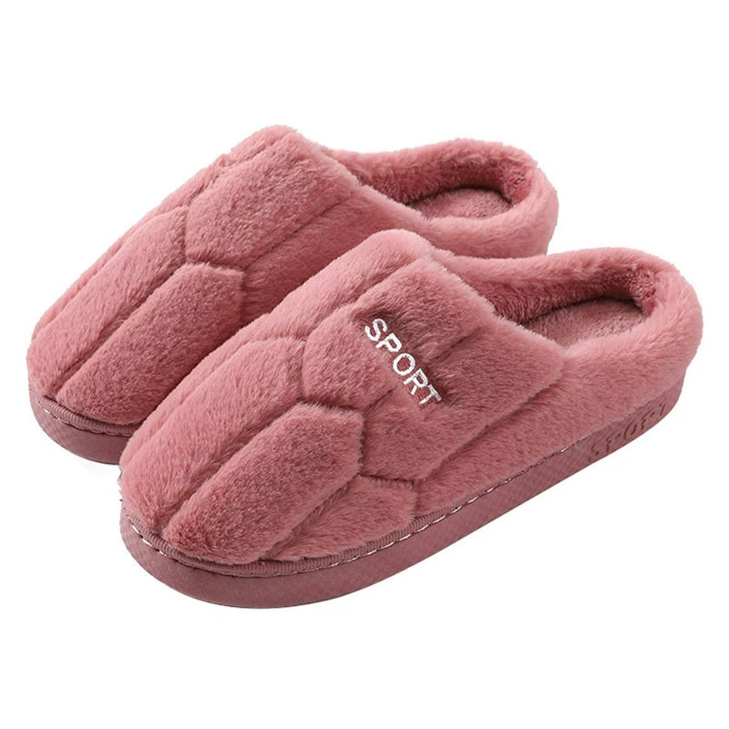 Women’s Plush Fluffy Warm Slippers – Fashion Cotton Indoor & Outdoor Shoes with Anti-Slip Sole