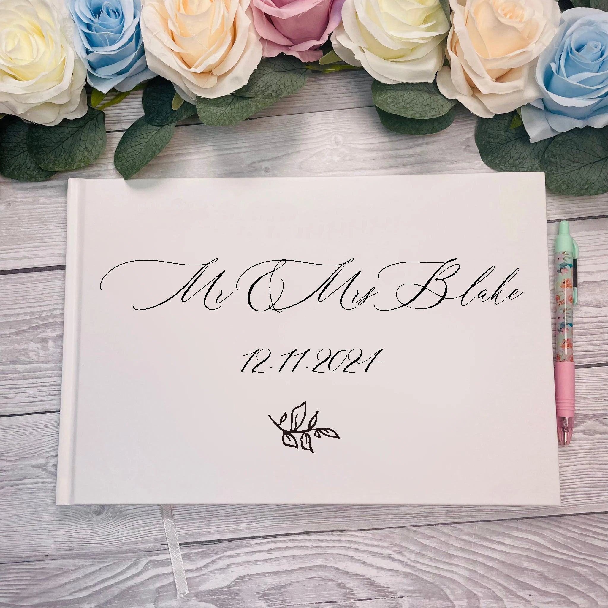 Rustic Wedding Guest Book – Personalized Guestbook Alternative & Photo Scrapbook Album