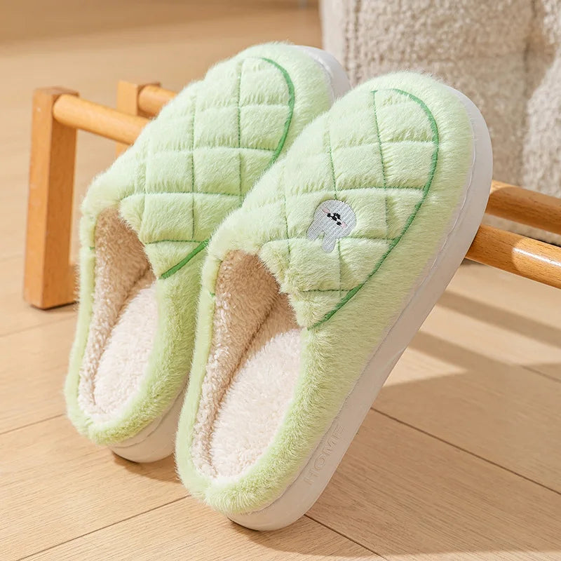 2025 Winter Plush Warm Cotton Slippers – Fluffy Indoor Home Anti-Slip Slides for Women & Men