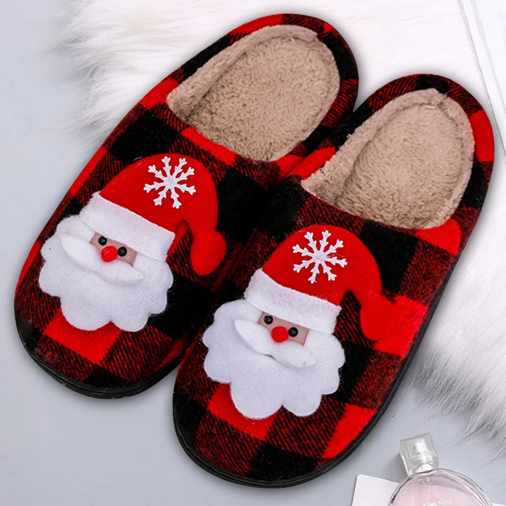 Christmas Fluffy Fur Slippers – Cozy Santa Plush Closed-Toe Slip-On House Shoes
