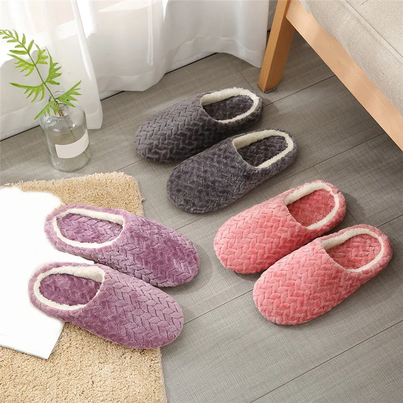 Women’s Winter Fur Slippers – Warm Non-Slip Cat Plush Indoor Shoes for Couples & Kids