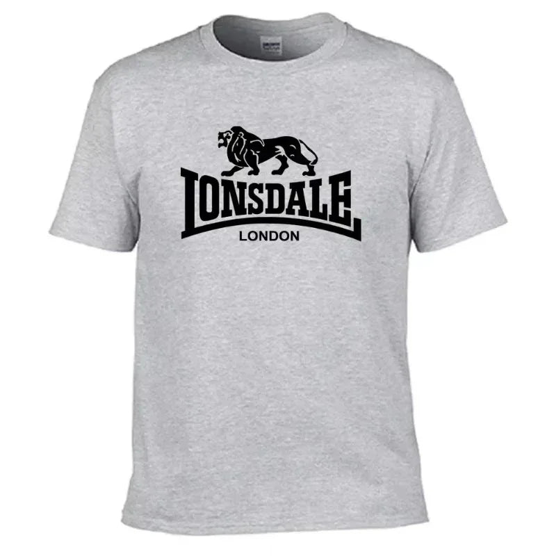 Men’s Lonsdale Lion Print T-Shirt – Summer Oversized Cotton Streetwear Short Sleeve Tee
