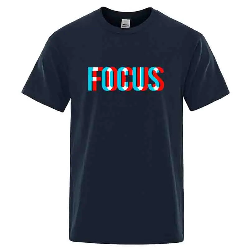 Summer Men’s 100% Cotton Focus Print T-Shirt – Casual Loose O-Neck Short Sleeve Tee