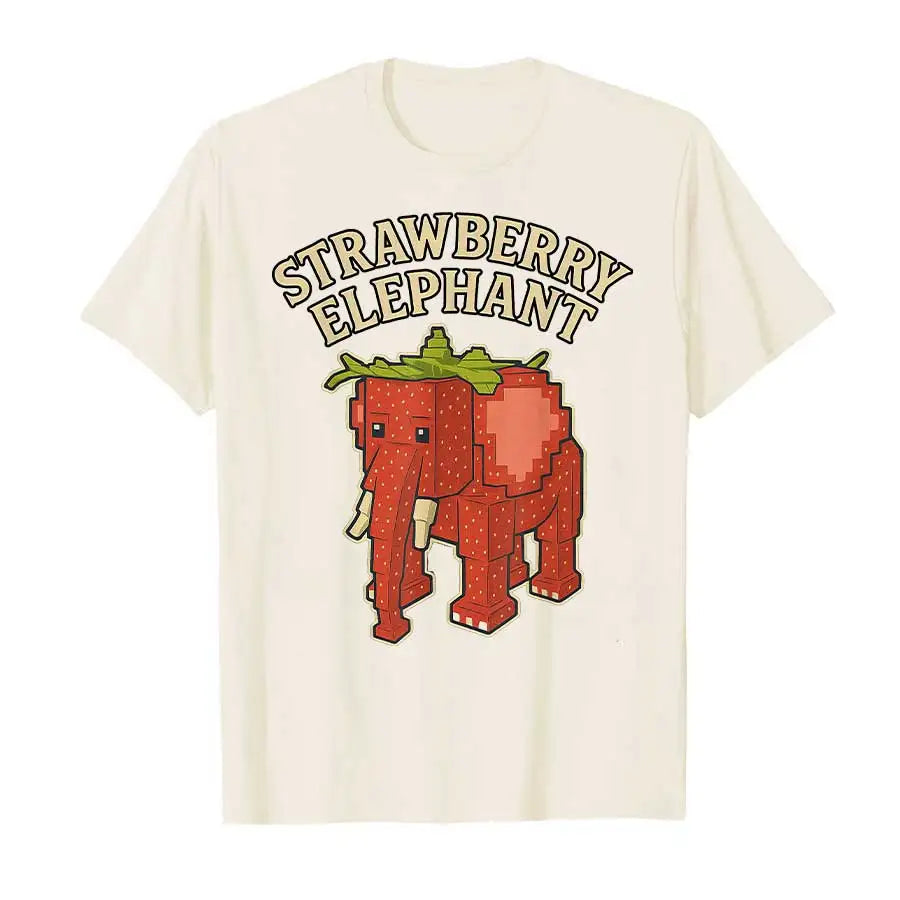 Strawberry Elephant Funny Italian Brainrot Meme T-Shirt – Popular Kids & Adults Gaming Cotton Short Sleeve Tee