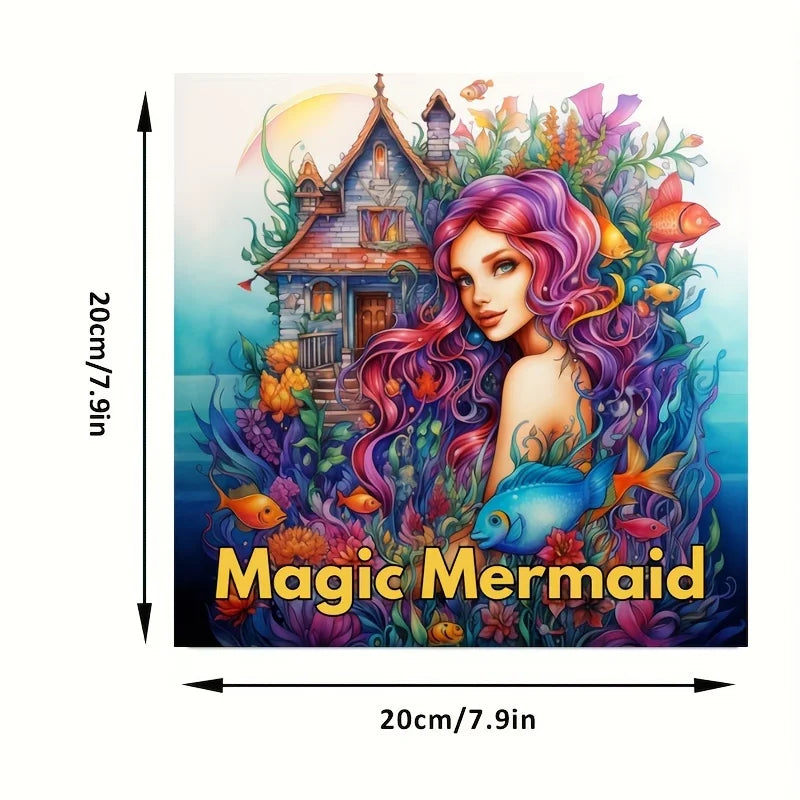 Magic Mermaid Coloring Book – 28 Pages Adult Stress Relief & Relaxation Art Book