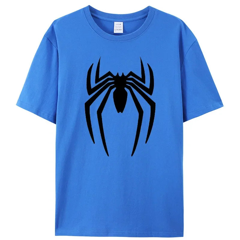 Summer Spider Hero Men’s T-Shirt – Oversized Casual Streetwear Short Sleeve Cartoon Sports Tee for Men