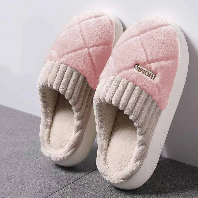 Women's Winter Plush Home Slippers – Soft Bottom Anti-Slip Warm Indoor Shoes for Women & Men, Cozy Casual Flats