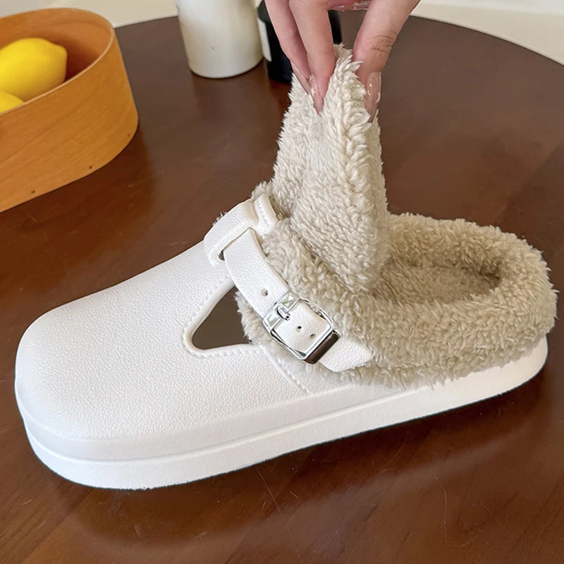 2025 Winter Waterproof Clogs Slippers – Women’s Lightweight Warm Plush Indoor Outdoor Non-Slip Cotton Birken Shoes