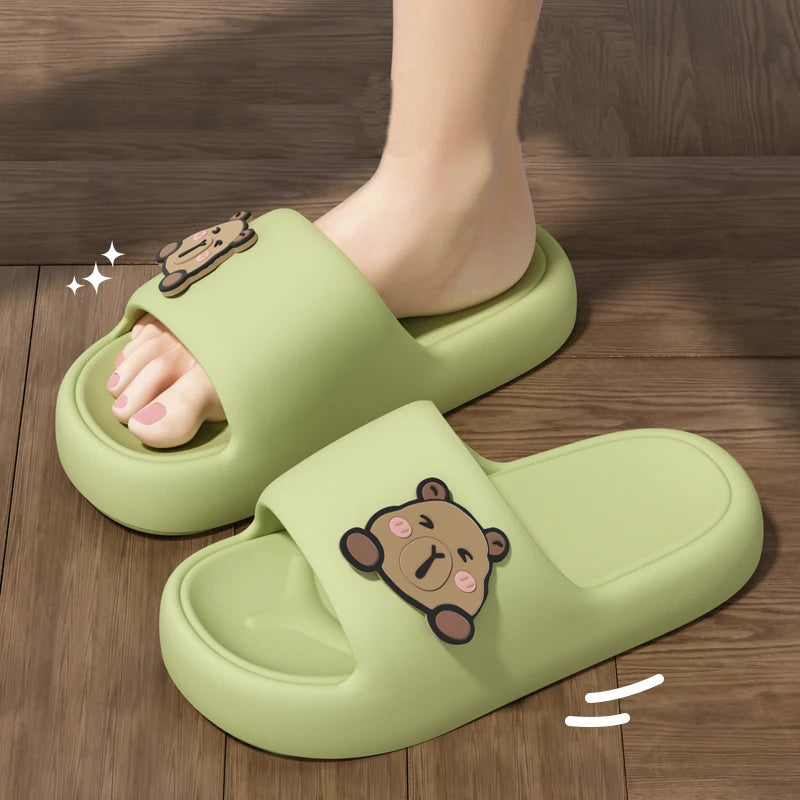 Summer Cute Kapibala Home Slippers – Soft Cozy Indoor Slides & Flip Flops for Couples, Men & Women