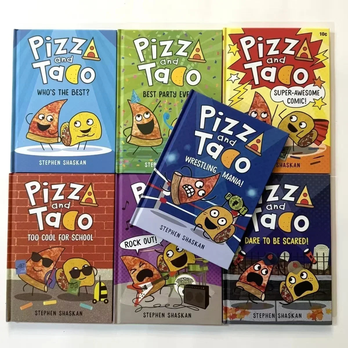 Pizza and Taco 7-Book Set – English Color Comic Chapter Books for Kids