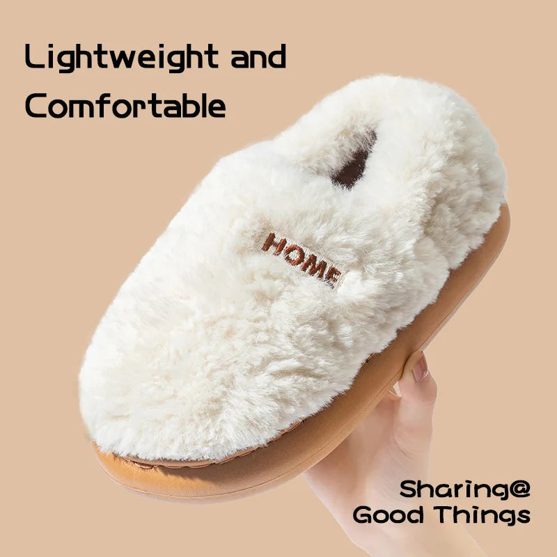 Winter Cotton Slippers – Warm Plush Non-Slip Indoor & Outdoor Shoes for Women & Men
