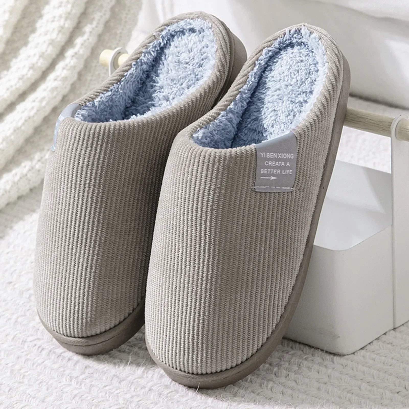 Winter Plush Home Slippers – Thick Soft Indoor Anti-Slip Warm Flats for Men & Women