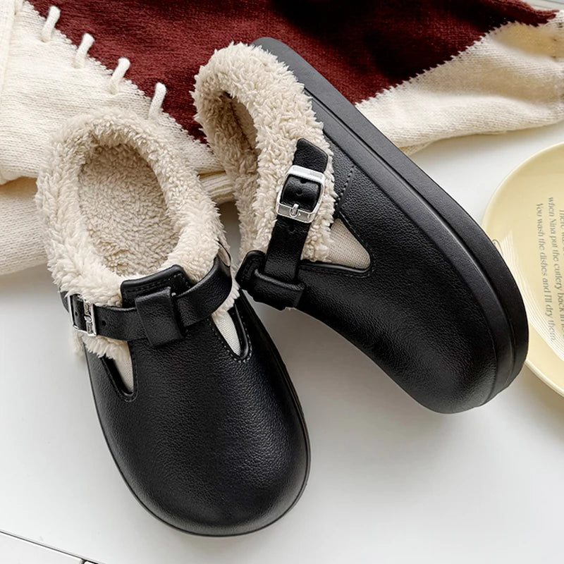 2025 Winter Waterproof Clogs Slippers – Women’s Lightweight Warm Plush Indoor Outdoor Non-Slip Cotton Birken Shoes