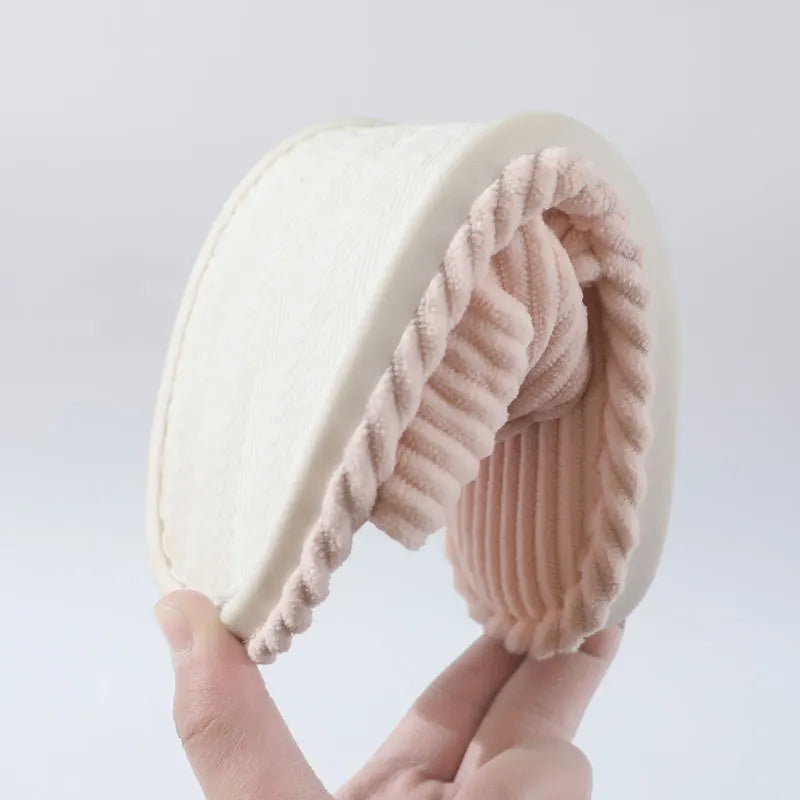 Women’s Corduroy Cross Strap Home Slippers – Open Toe Non-Slip Soft Cotton Indoor Shoes for Comfort & Style