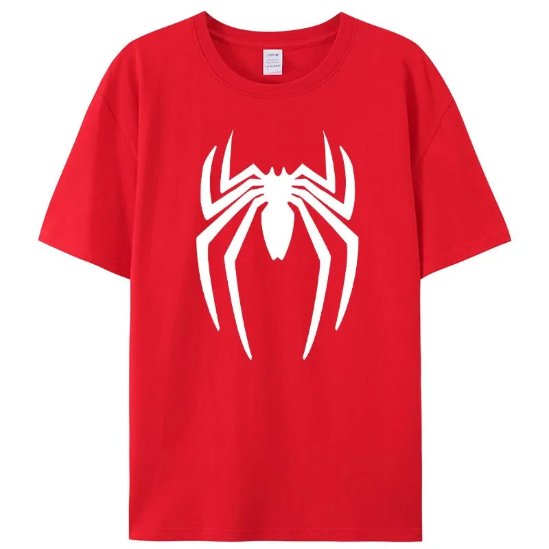 Summer Spider Hero Men’s T-Shirt – Oversized Casual Streetwear Short Sleeve Cartoon Sports Tee for Men