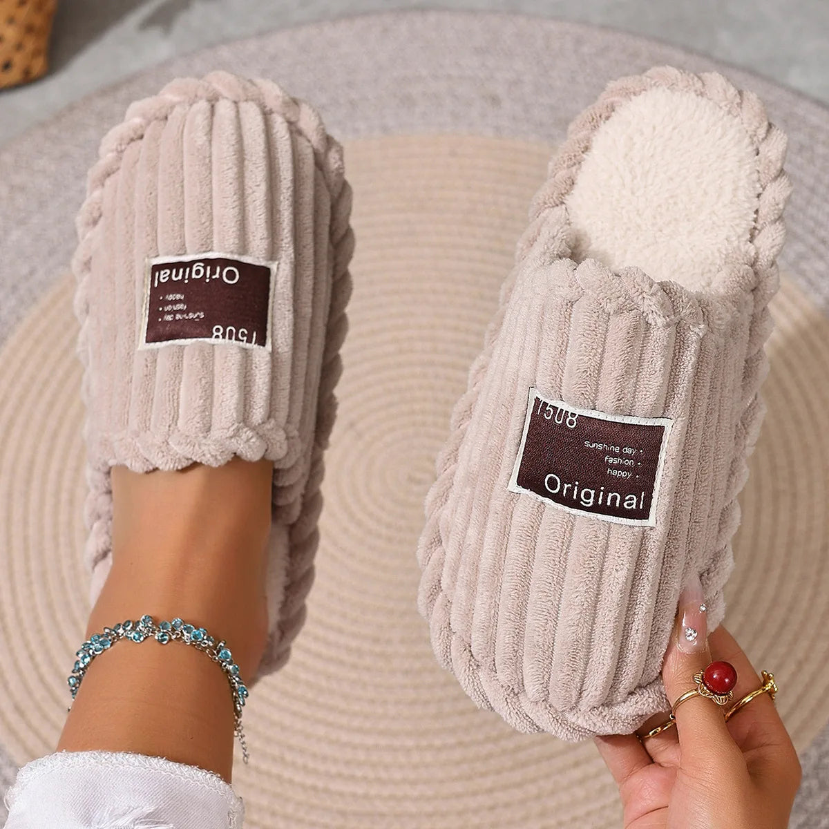 Women's Winter Warm Fuzzy Slippers 2025 – Silent Indoor EVA Non-Slip Breathable Home Shoes, Fashion Casual Slides