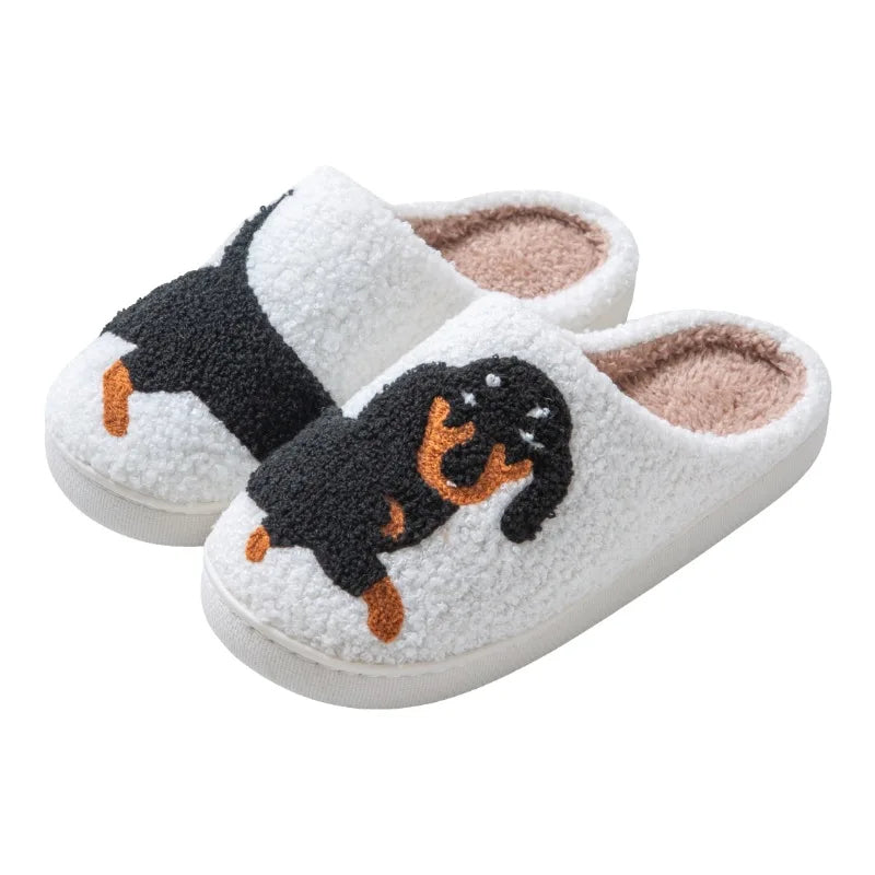 Cartoon Cat & Dog Winter Slippers – Warm Plush Indoor Cotton Shoes for Women & Men