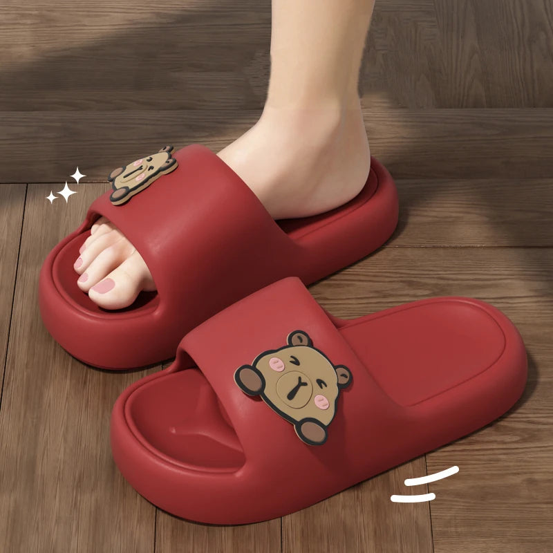 Summer Cute Kapibala Home Slippers – Soft Cozy Indoor Slides & Flip Flops for Couples, Men & Women