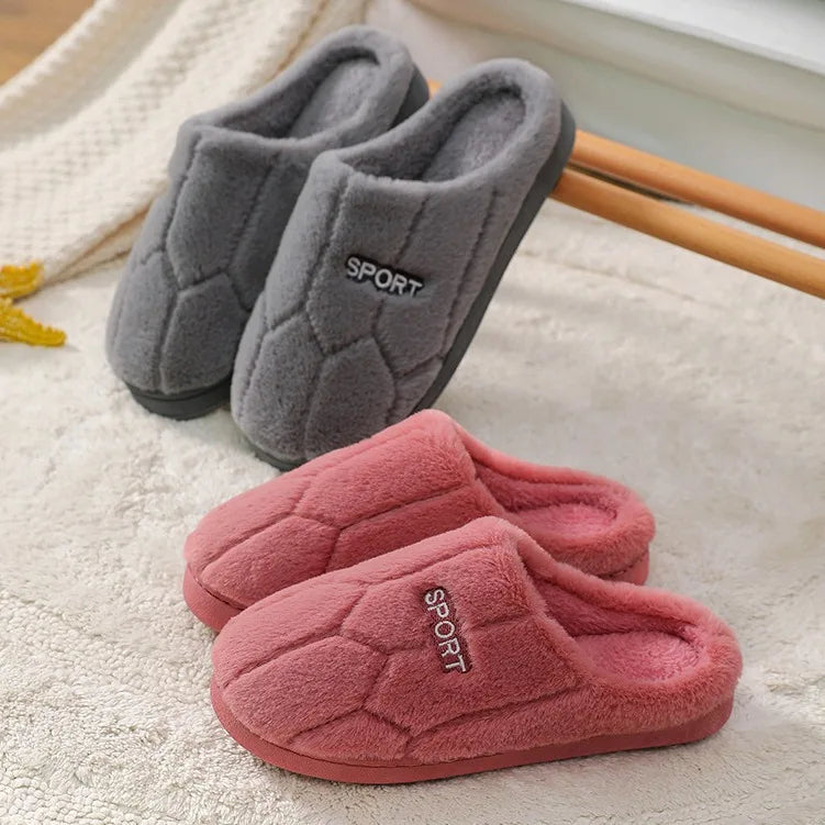 Couples Winter Plush Slippers – Thick Sole Anti-Slip Warm Fleece Indoor Shoes for Men & Women