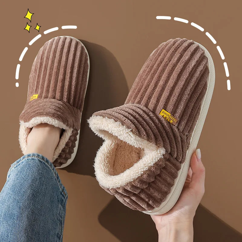 Fashion Fuzzy Women’s Winter Warm Cotton Shoes – Cozy Indoor Outdoor Anti-Slip Plush House Slippers