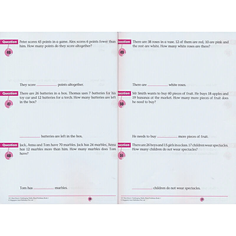 101 Challenging Maths Word Problems – 6 Book Set for Grades 1–6 Singapore Math Practice