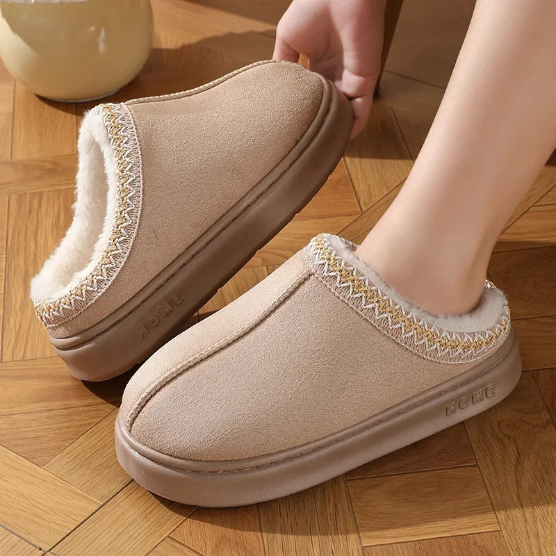 Women’s Fluffy Platform Slippers 2025 – Plush Warm Non-Slip Winter Home Shoes