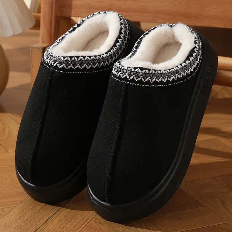 Women’s Fluffy Platform Slippers 2025 – Plush Warm Non-Slip Winter Home Shoes