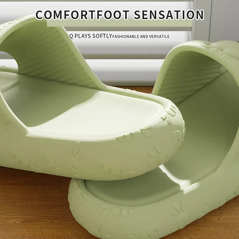 Summer Cool Slippers for Women & Men – Non-Slip Quiet Bathroom Slides Indoor Outdoor Couple Home Sandals