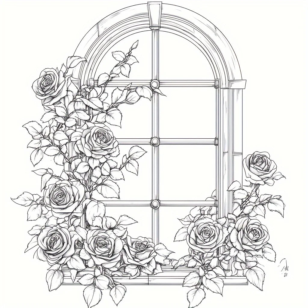 Dreamy Window Coloring Book – 28 Pages Adult Stress Relief & Relaxation Art Book