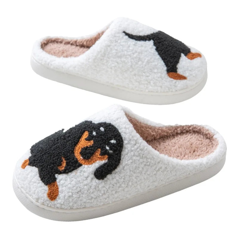 Cartoon Cat & Dog Winter Slippers – Warm Plush Indoor Cotton Shoes for Women & Men