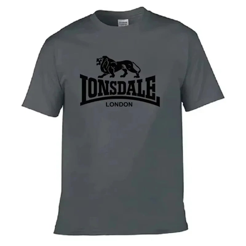Men’s Lonsdale Lion Print T-Shirt – Summer Oversized Cotton Streetwear Short Sleeve Tee