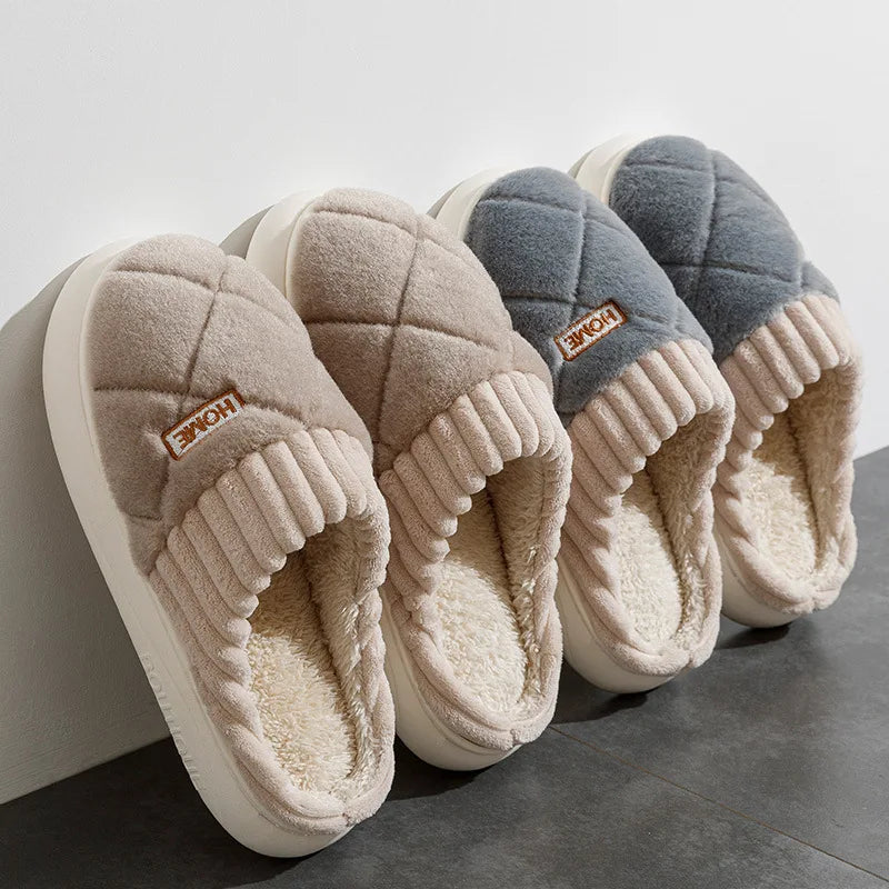 Women's Winter Plush Home Slippers – Soft Bottom Anti-Slip Warm Indoor Shoes for Women & Men, Cozy Casual Flats