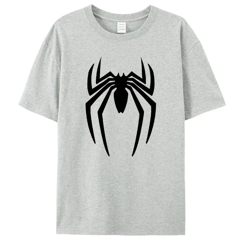 Summer Spider Hero Men’s T-Shirt – Oversized Casual Streetwear Short Sleeve Cartoon Sports Tee for Men
