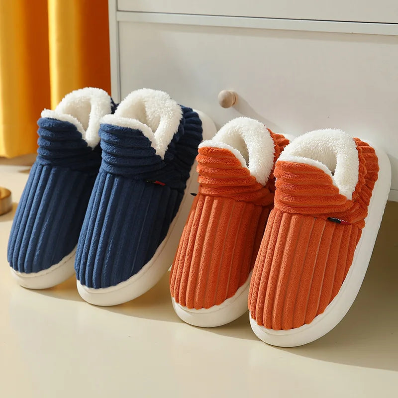 Evshine Winter Fur Slippers – Soft Sole Warm Fuzzy Plush Cotton Shoes for Women & Men, Cozy Indoor Fashion Slippers