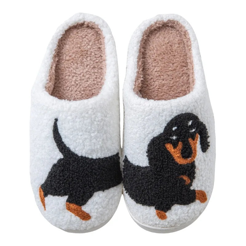 Cartoon Cat & Dog Winter Slippers – Warm Plush Indoor Cotton Shoes for Women & Men